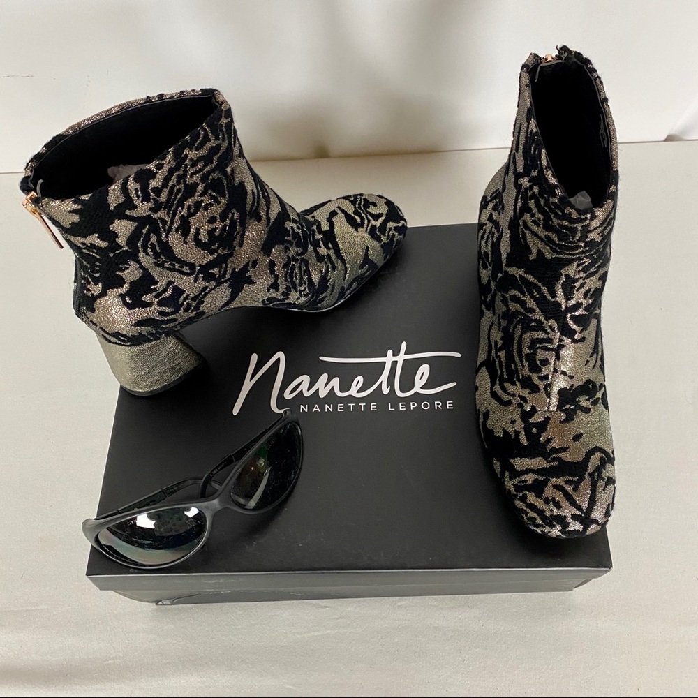 NIB Nanette Lepore Velvet and Pewter Booties Sz 7M - Picture 2 of 6